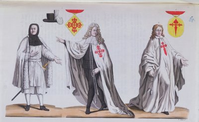 Cavalieri di Calatrava in costume di guerra, costume cerimoniale e come cavaliere dell